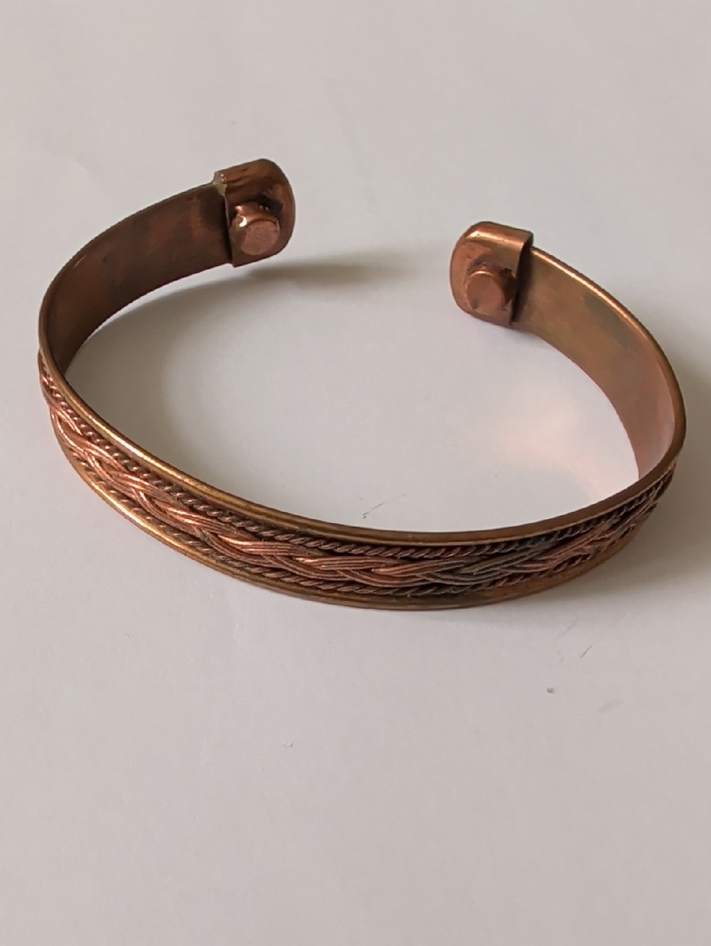 Textured Copper Cuff Bracelet - Braided Detail
